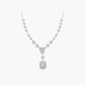 0.21 Carat Diamond Emerald-Cut Pendant Necklace 