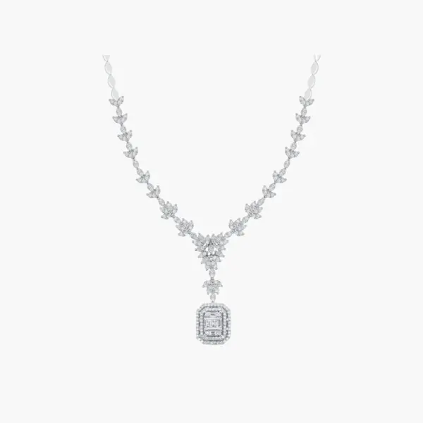 0.21 Carat Diamond Emerald-Cut Pendant Necklace 