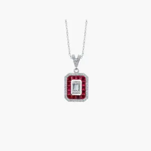 0.23 Carat Diamond & Ruby Pendant Necklace