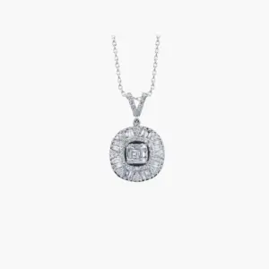 0.27 Carat Round Halo Diamond Pendant Necklace