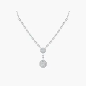 2.70 Carat Double Octagon Diamond Pendant Necklace