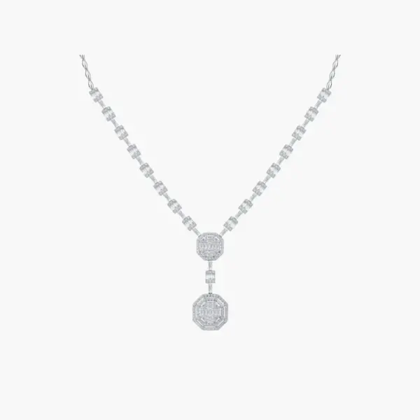 2.70 Carat Double Octagon Diamond Pendant Necklace