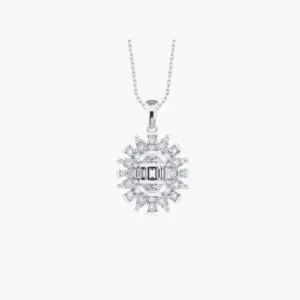 0.46 Carat Sunburst Diamond Pendant Necklace