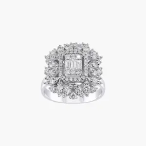 0.13 Carat Radiant Floral Diamond Ring