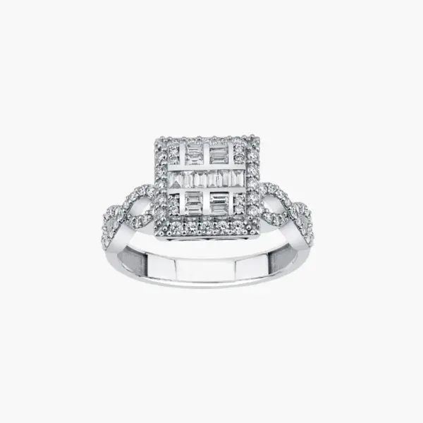 0.53 Carat Square Cluster Diamond Ring