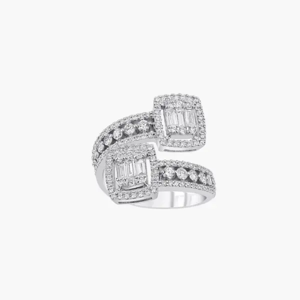 0.30 Carat Diamond Crosshatch Baguette Ring