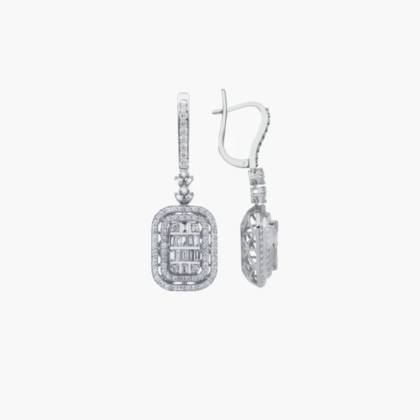 0.97 Carat Baguette Diamond Earrings