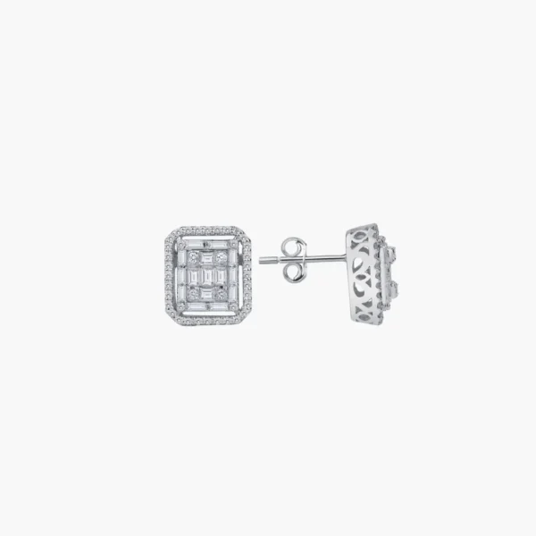 0.25 Carat Baguette Diamond Grid Studs