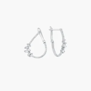 0.41 Carat Baguette Diamond Teardrop Earrings