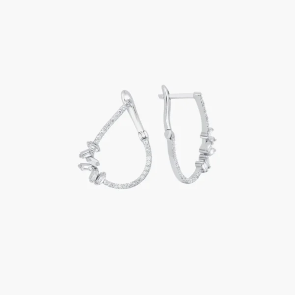 0.41 Carat Baguette Diamond Teardrop Earrings