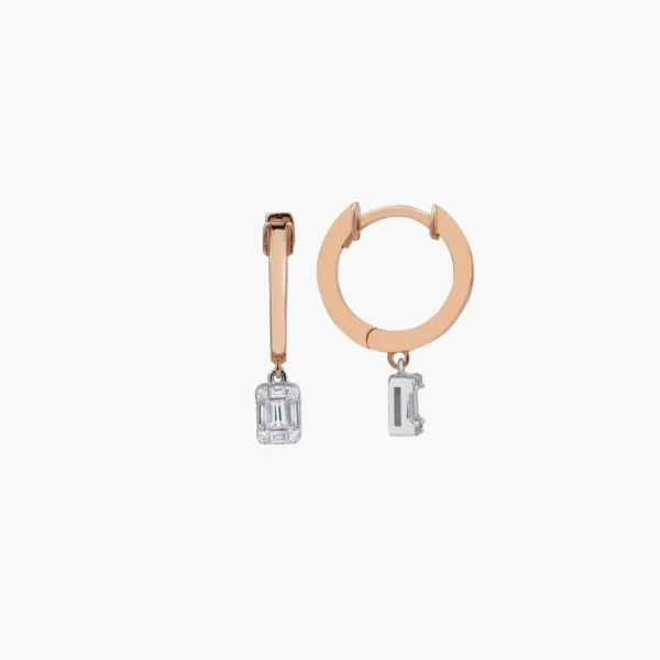 0.20 Carat Sleek Rose Gold Diamond Earrings