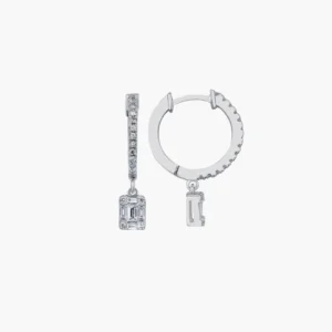 0.19 Carat Diamond Drop Hoop Earrings