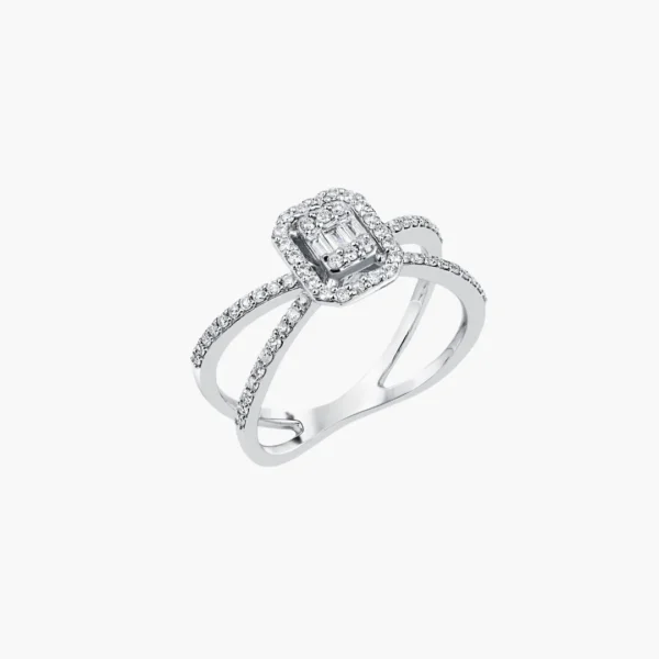 0.05 Carat Halo Split Shank Diamond Ring