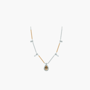 0.38 Carat Two-Tone Pear-Shaped Topaz and Diamond Necklace