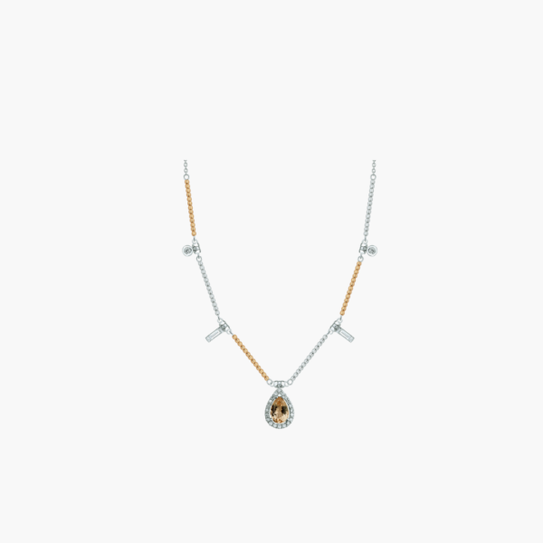 0.38 Carat Two-Tone Pear-Shaped Topaz and Diamond Necklace