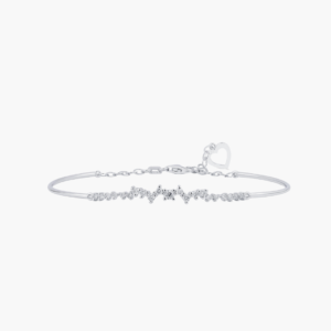 0.42 Carat Delicate Diamond Bangle with Heart Charm