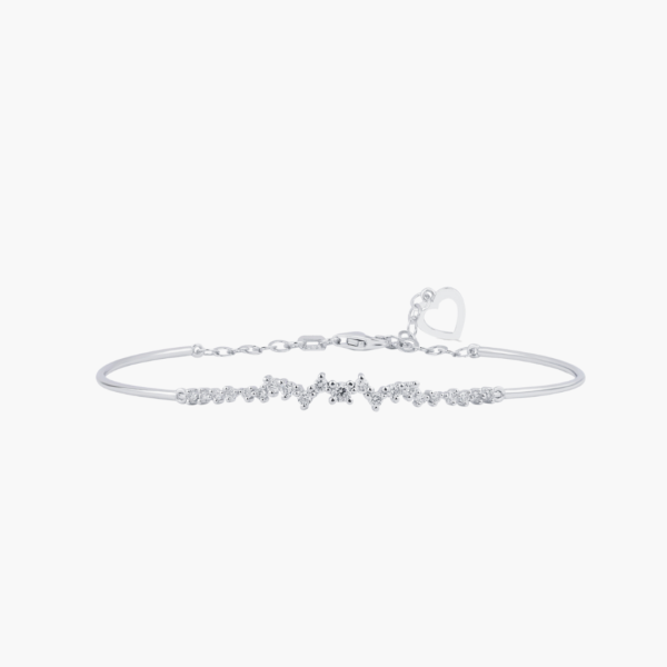 0.42 Carat Delicate Diamond Bangle with Heart Charm