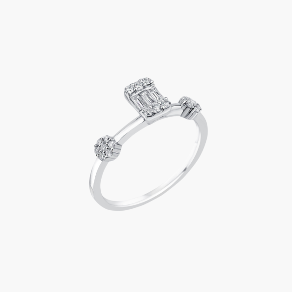 0.09 Carat Diamond Ring with Baguette Accent - Image 2