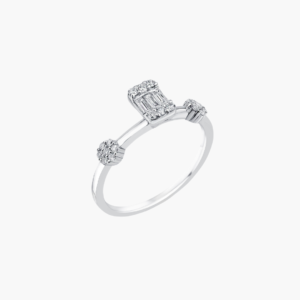 0.09 Carat Diamond Ring with Baguette Accent