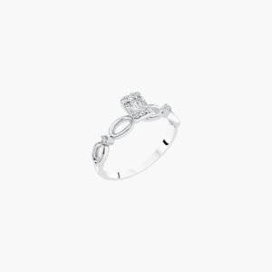 0.10 Carat Delicate Diamond Ring with Baguette Centerstone