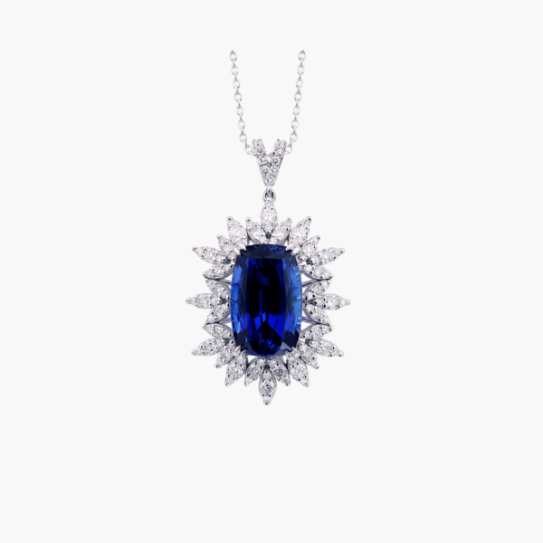 Sapphire and Diamond Pendant Necklace