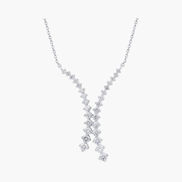 Unique Y-shaped 0.91 Carat Diamond Necklace