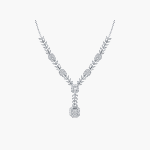 1.01 Carat Radiant Leaf Diamond Necklace