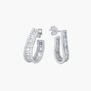 1.47 Carat Double-Row Baguette Hoop Earrings