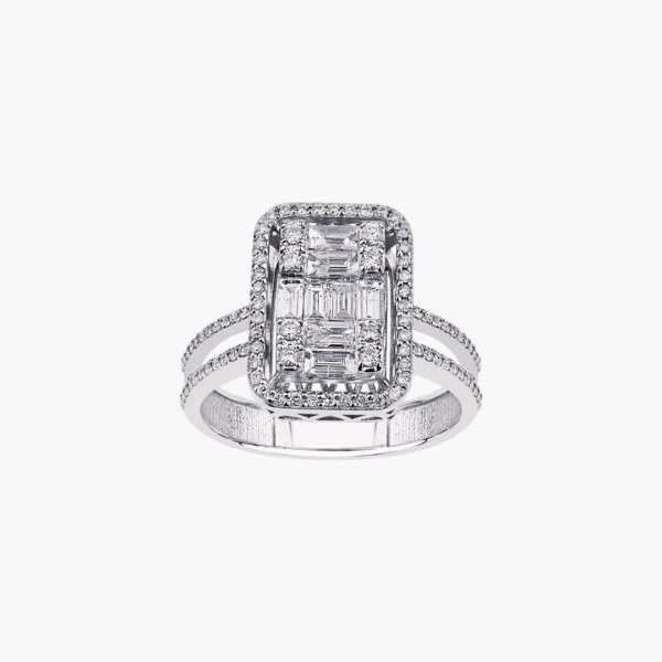 0.31 Carat Baguette Diamond Halo Ring