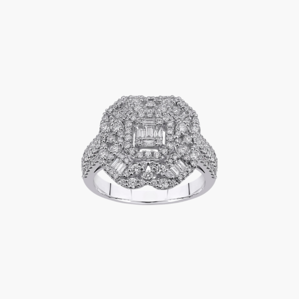 0.93 Carat Radiant Diamond Cluster Ring