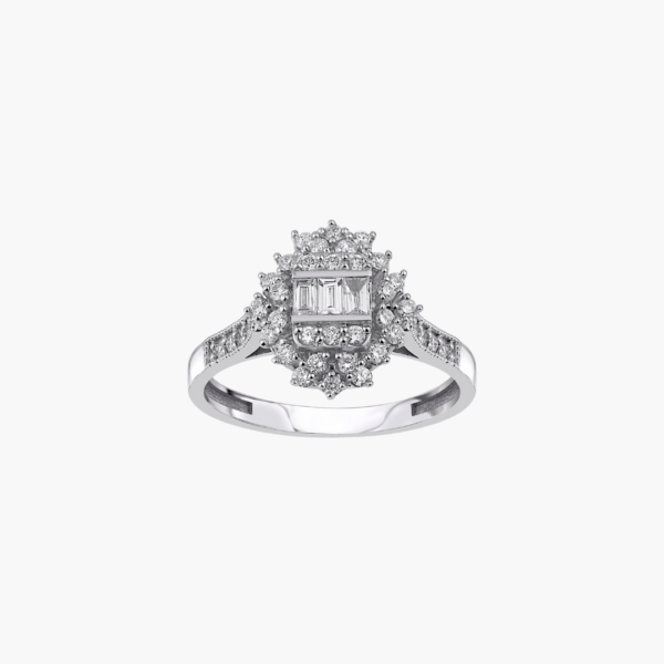 0.15 Carat Baguette Diamond Cluster Ring