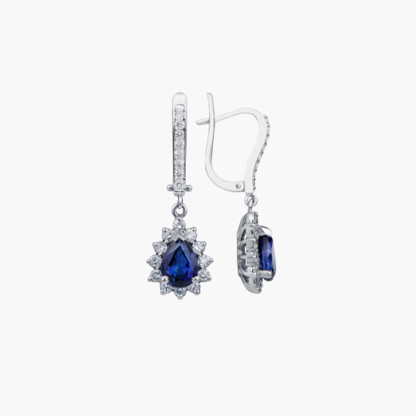 1.3 Carat Sapphire Halo Drop Earrings