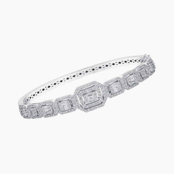 1.71 Carat Geometric Baguette Diamond Bangle